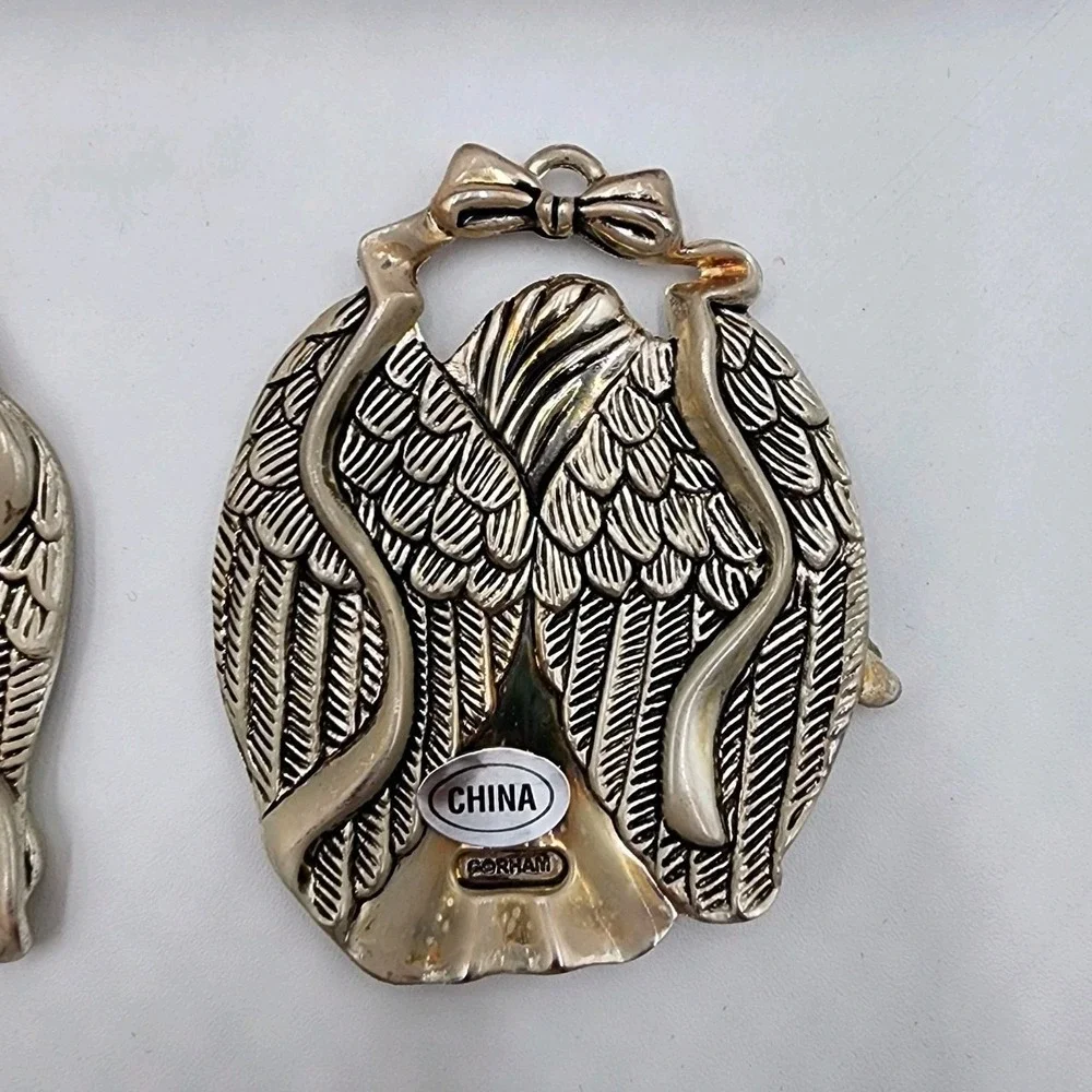 Gorham Silverplated Angel Ornament‎ Set Peace Harp Violin Christmas Set of 3